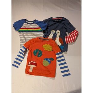 Mini Boden Kids 5-6 Years Lot 3 Long Sleeve T Shirts Bird Acorn Rainbow Stripes
